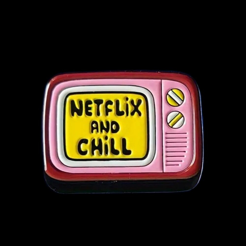 NETFLIX & CHILL OIL DRIPPED ENAMEL PIN LAPEL PIN BROOCH NWT